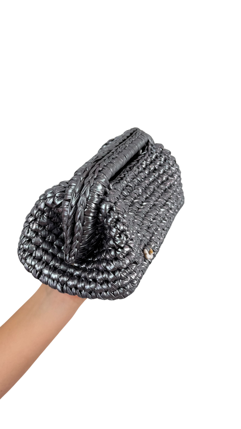 Dark Silver Metallic Clutch | Faux Leather Collection