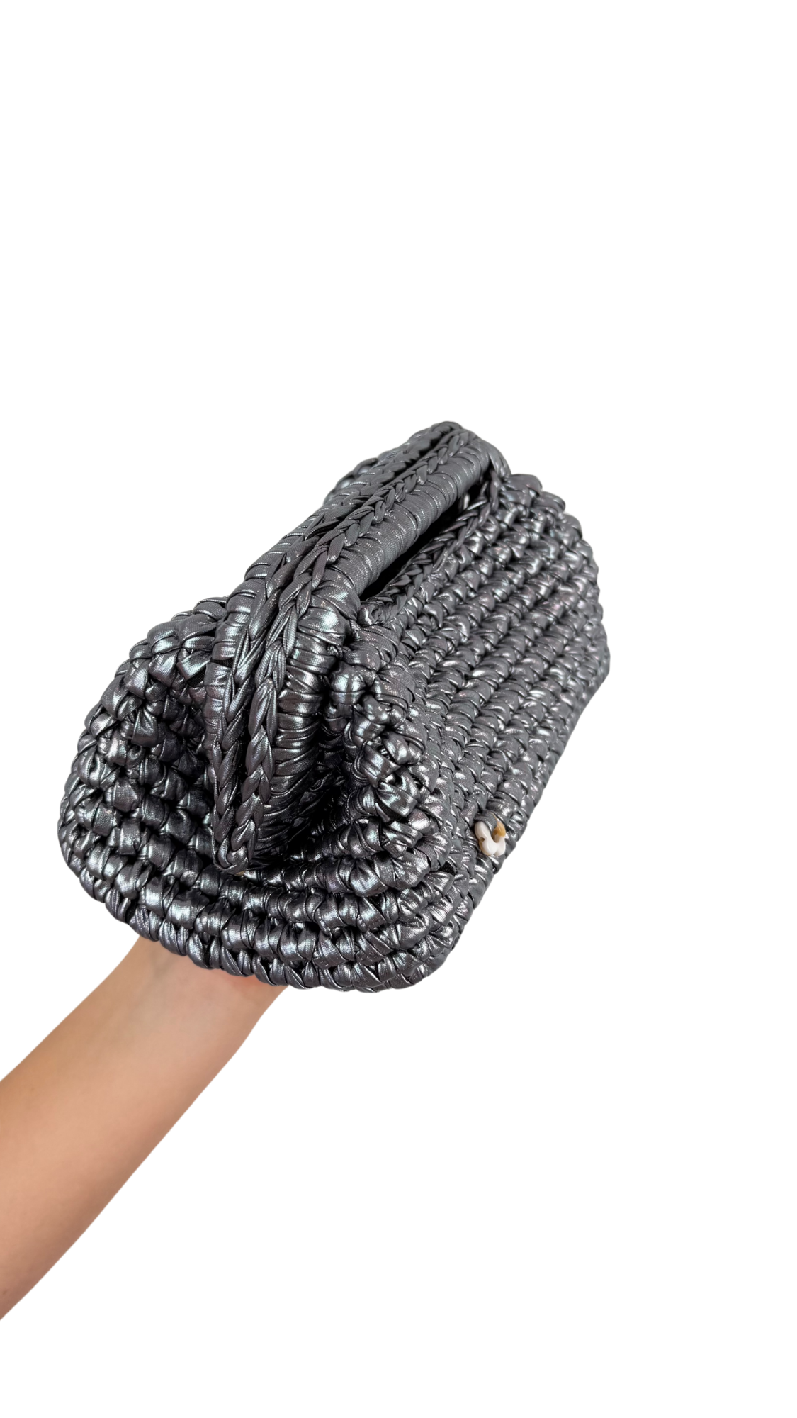 Dark Silver Metallic Clutch | Faux Leather Collection