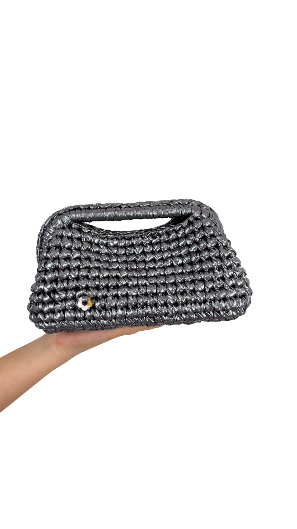 Dark Silver Metallic Clutch | Faux Leather Collection