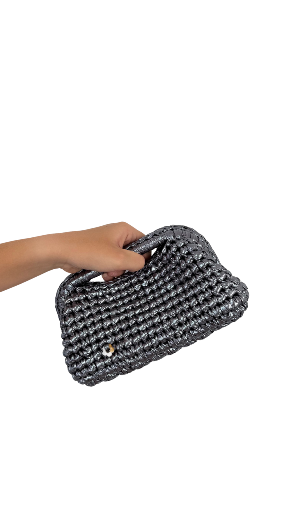 Dark Silver Metallic Clutch | Faux Leather Collection