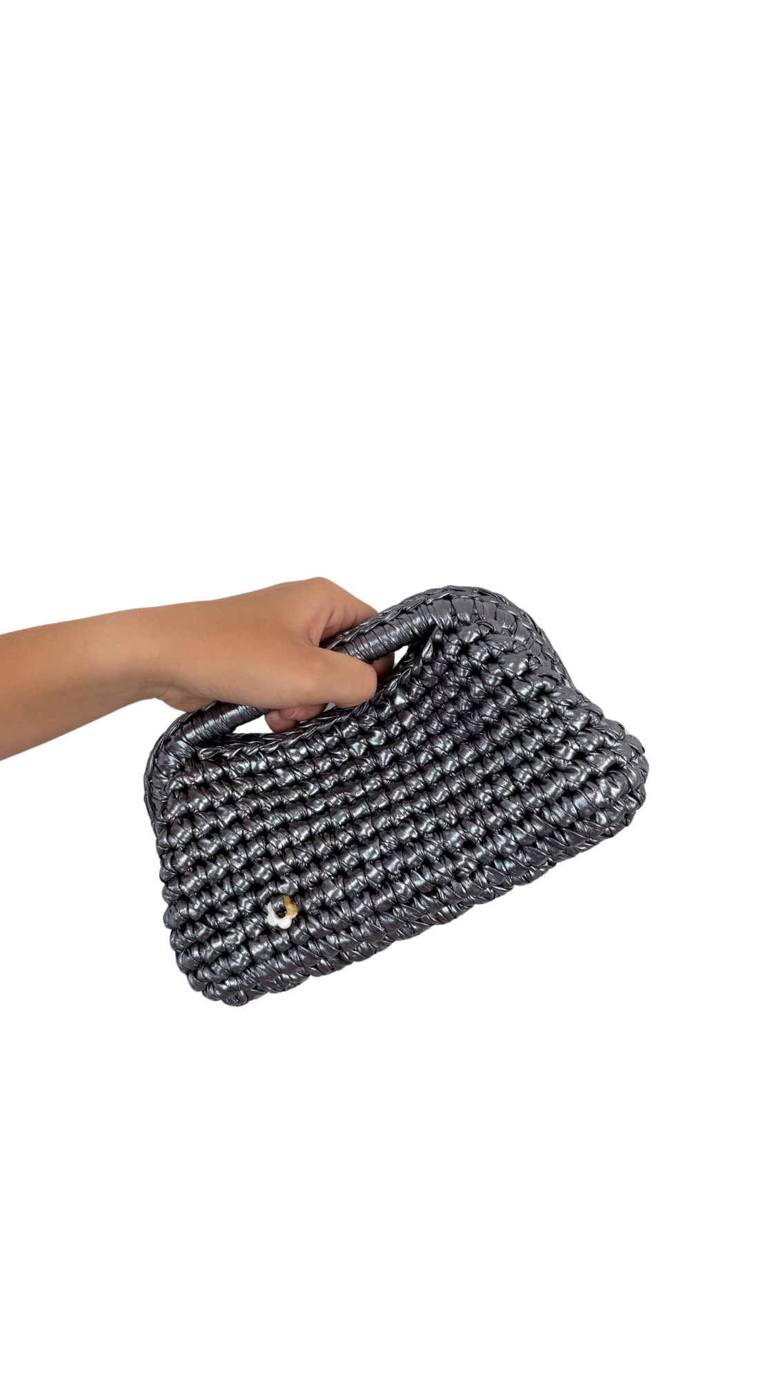 Dark Silver Metallic Clutch | Faux Leather Collection
