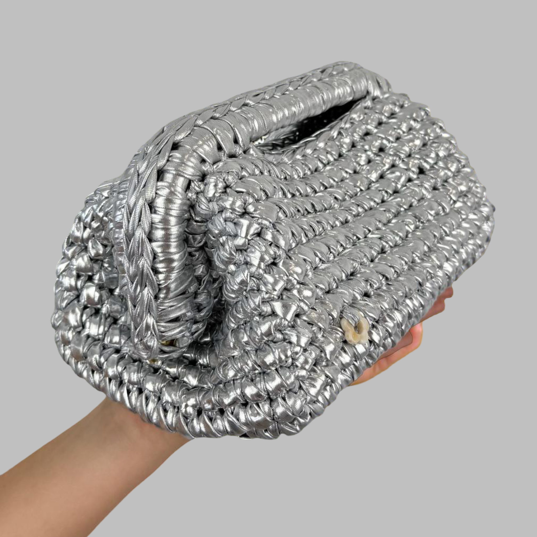 Silver Metallic Clutch | Faux Leather Collection