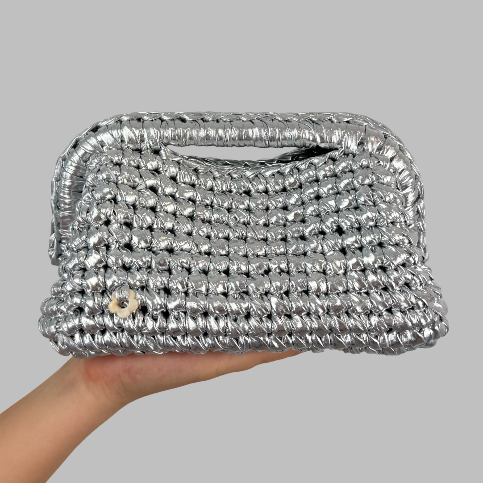 Silver Metallic Clutch | Faux Leather Collection