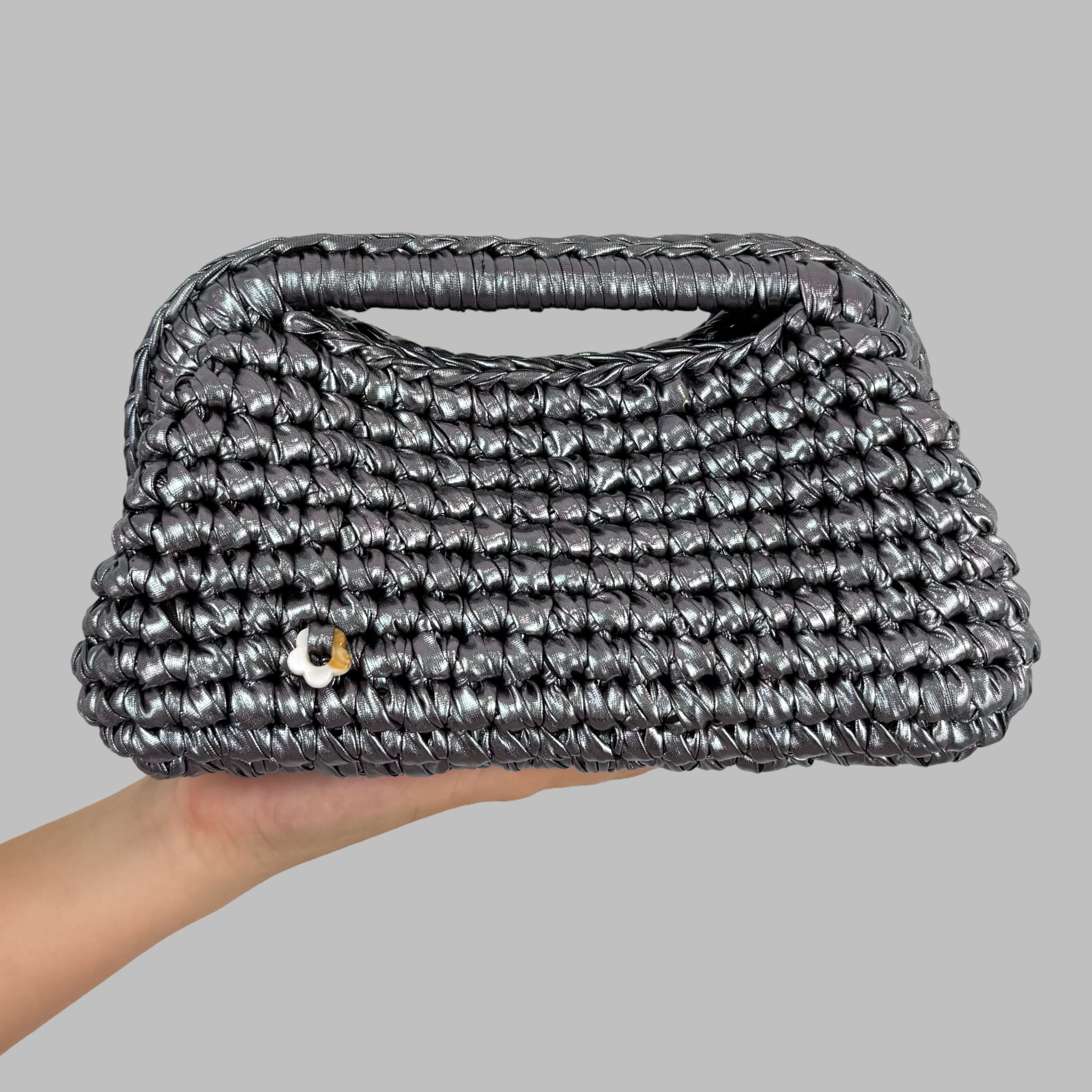 Dark Silver Metallic Clutch | Faux Leather Collection