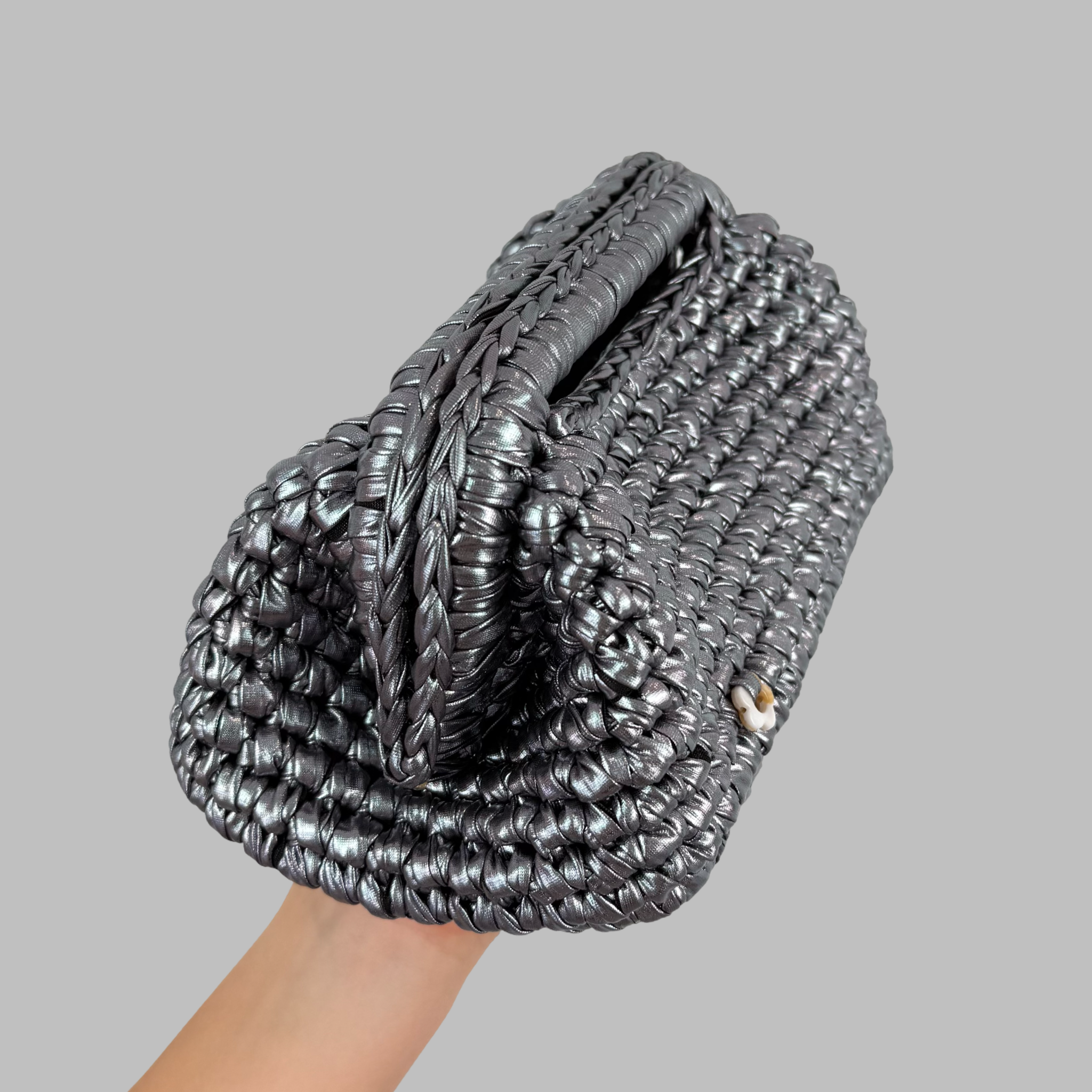 Dark Silver Metallic Clutch | Faux Leather Collection