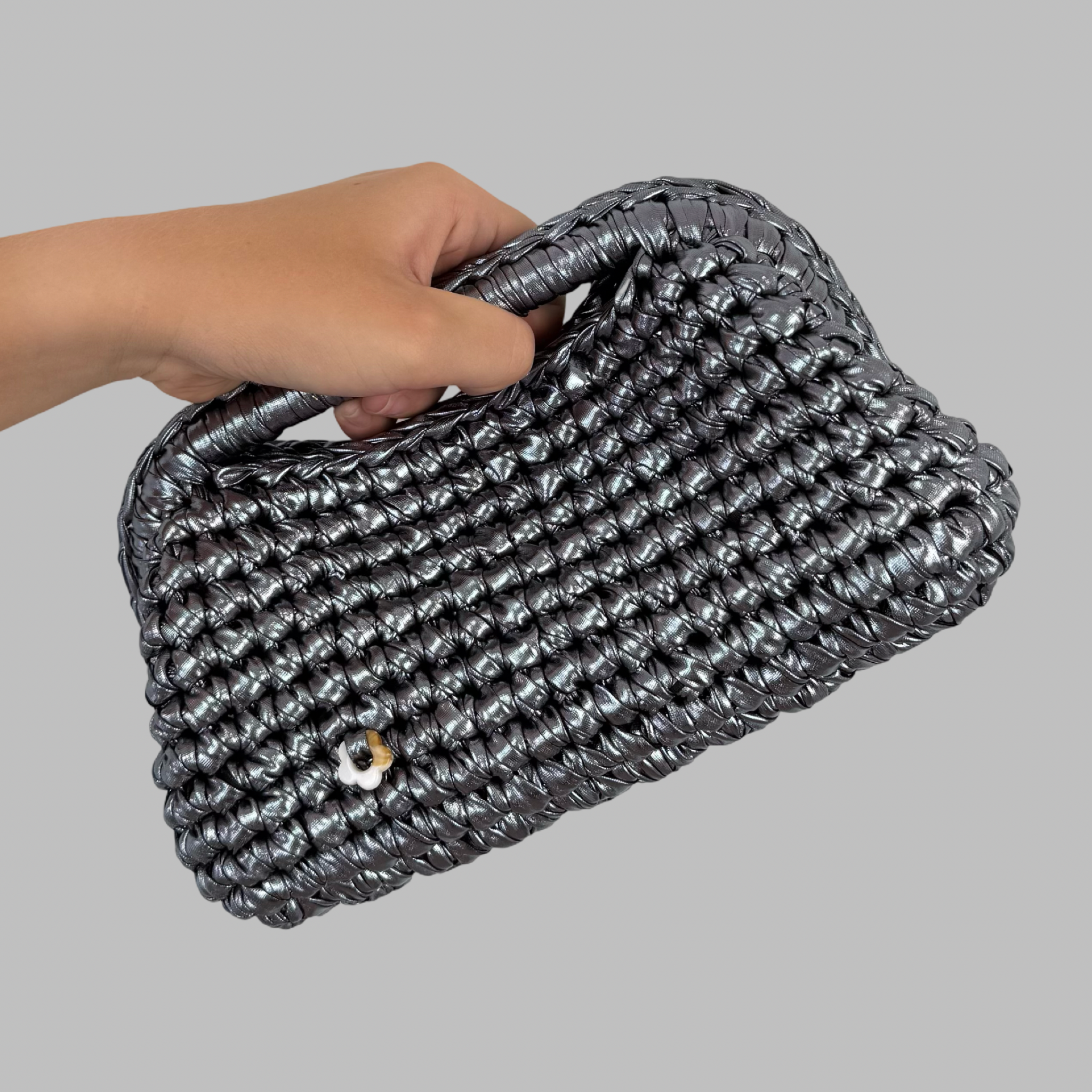 Dark Silver Metallic Clutch | Faux Leather Collection